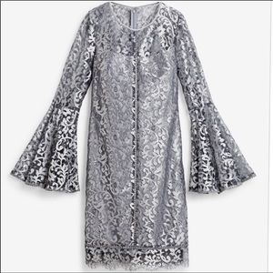 White House black market silver bell sleeve dress